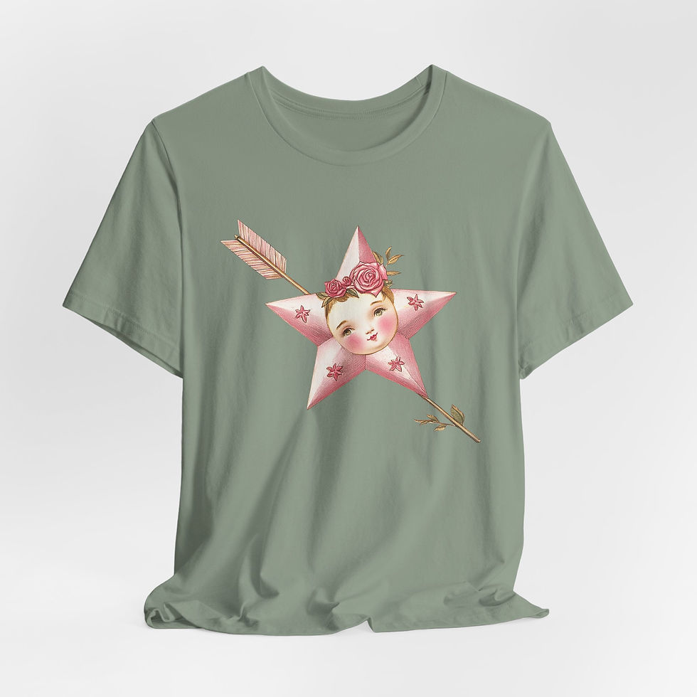 Thumbnail: Shabby Cherub Art T-Shirt Valentine's Day Pink Cupid Expressive Artistic Gift