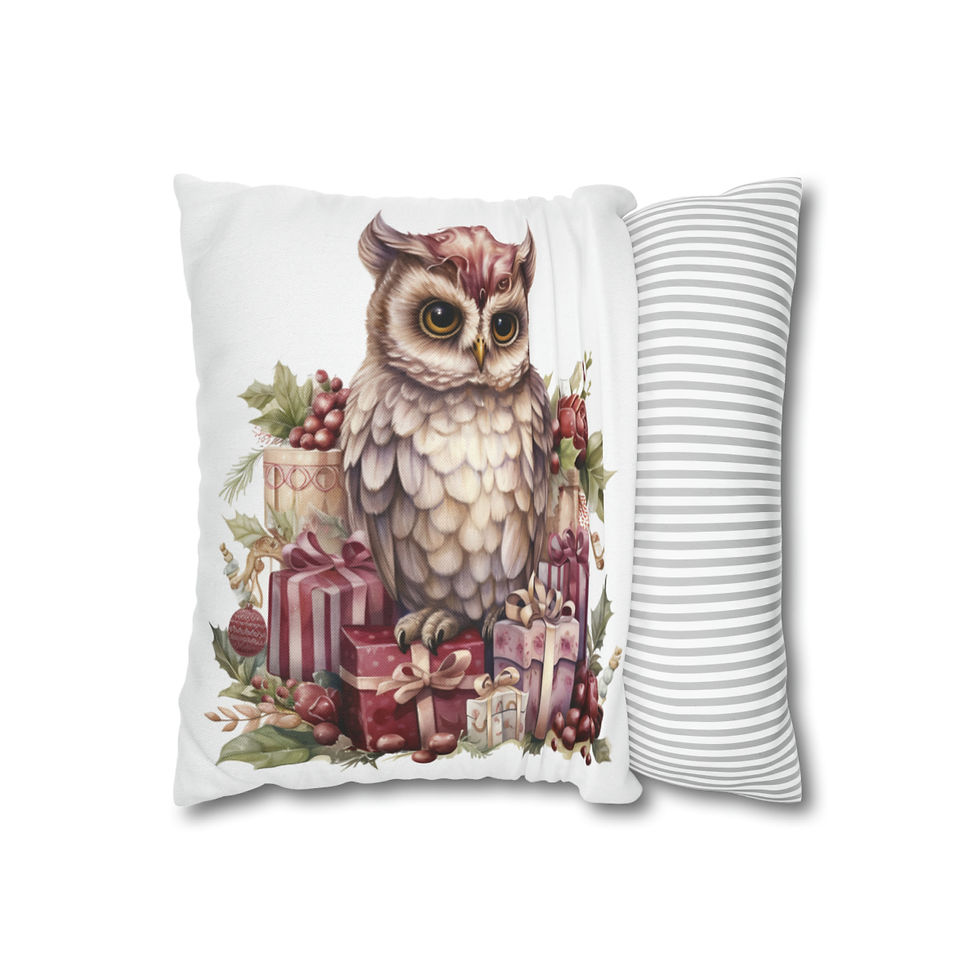 Thumbnail: Shabby Chic Owl Throw Pillow cover French Victorian Ornament Christmas Decor