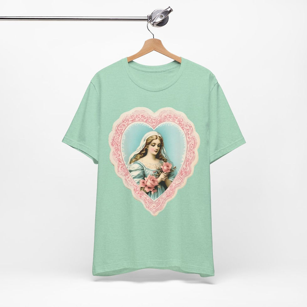 Thumbnail: Shabby Virgin Mary T-Shirt Religious Faith Pastel Art Tee Vintage Catholic Gifts