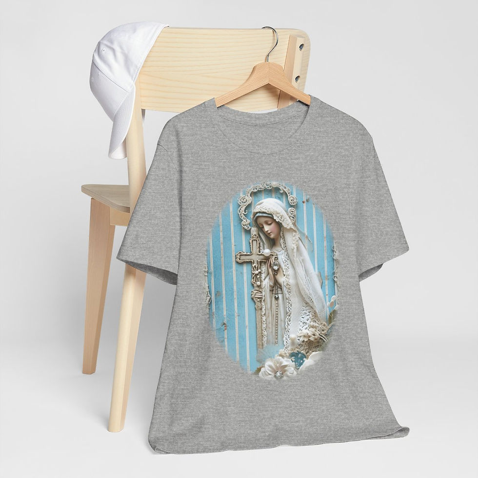 Thumbnail: Shabby Virgin Mary T-Shirt Ave Maria Religious Faith Art Tee Catholic Gifts