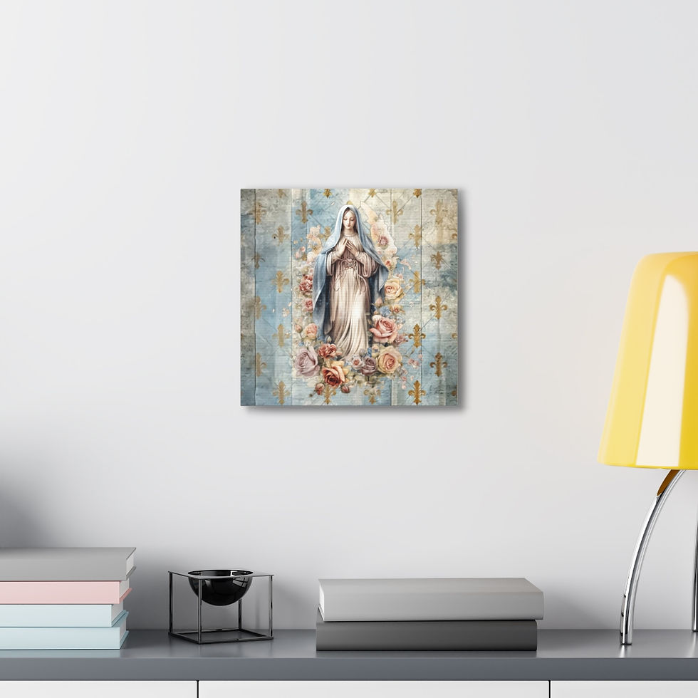 Thumbnail: Shabby French Religious Canvas Art Virgin Mary Distressed Catholic Wall Decor