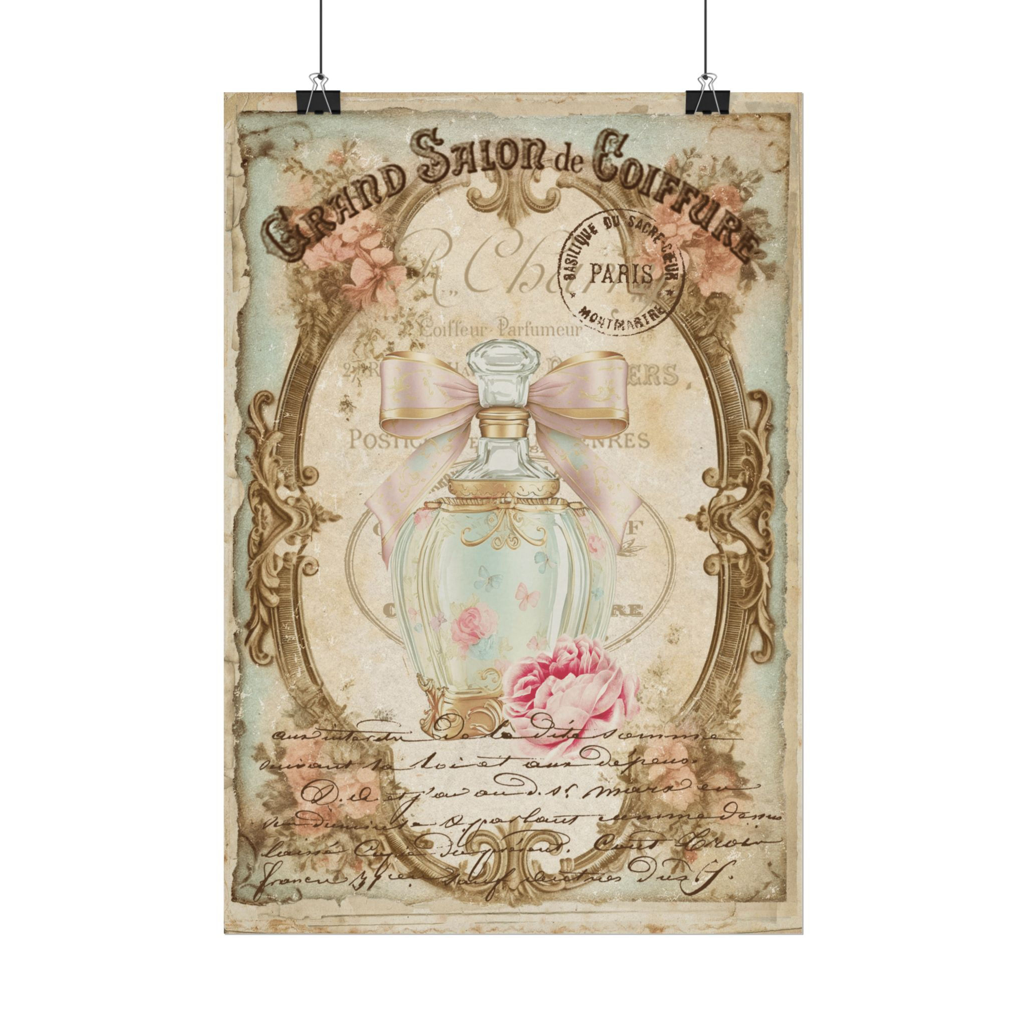 Shabby Perfume Art French Country Cottage Giclee Print Bed & Bath wall decor