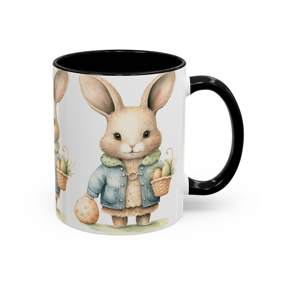 Thumbnail: Artistic Coffee Mug Bunny & Eggs Shabby French Farmhouse Spring Kitchen Decor