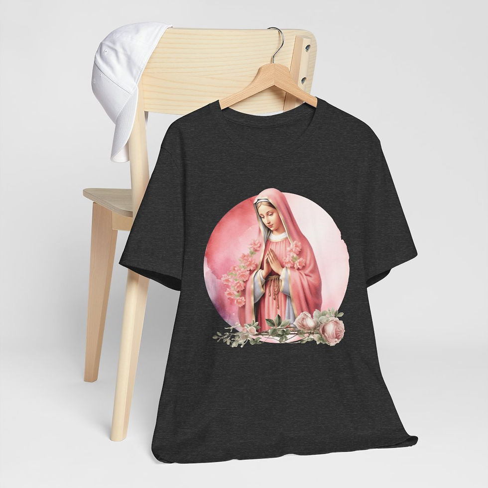Thumbnail: Shabby Religious Faith T-Shirt Virgin Mary Art Tee Vintage Style Catholic Gifts
