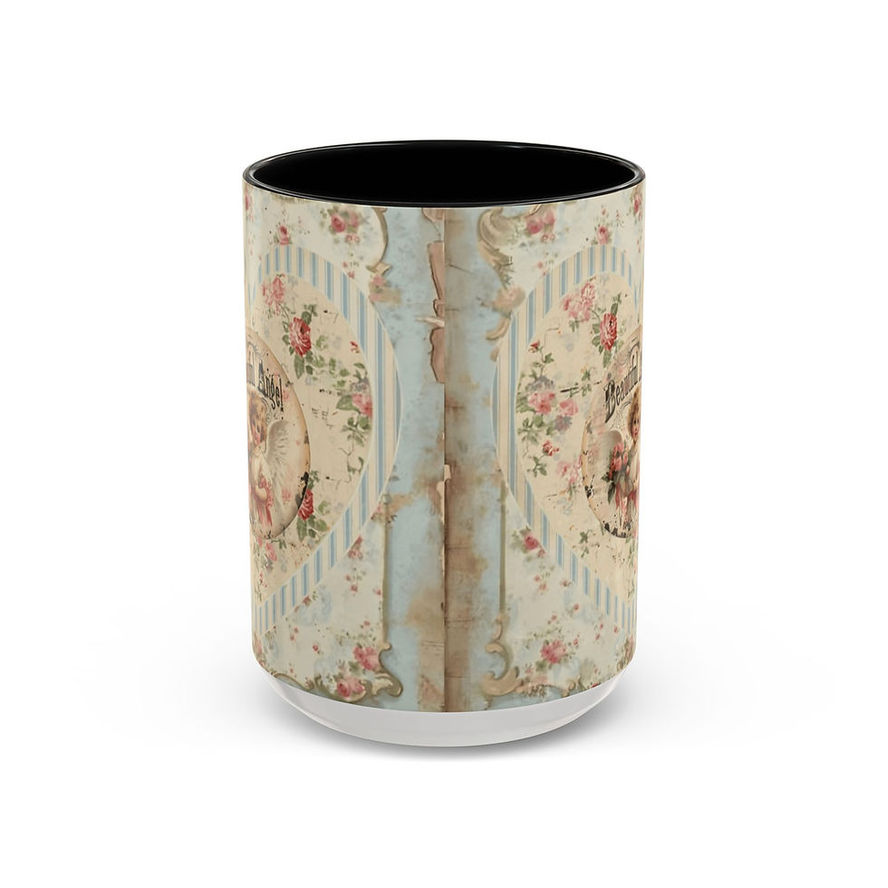 Thumbnail: Shabby Angel Coffee Mug Vintage Cherub Artistic Gift French Country Kitchen 