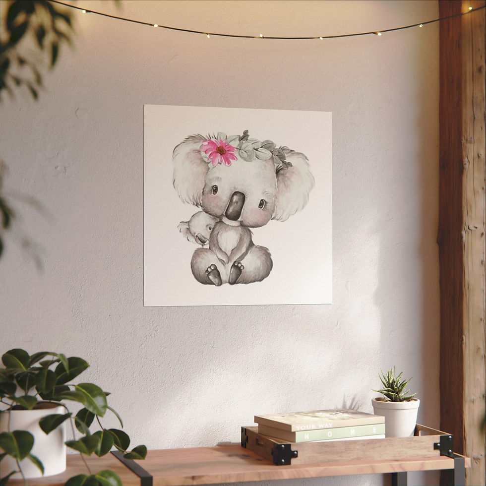 Thumbnail: Nursery Art Watercolor Print Koala Baby with Mother Children's Room Decor 