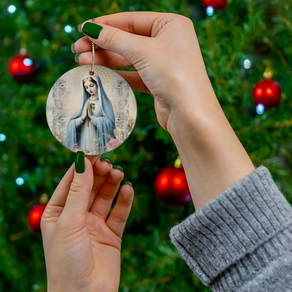 Thumbnail: Shabby Virgin Mary Ornament Angel Wings Cottage Christmas Decor Catholic Gifts