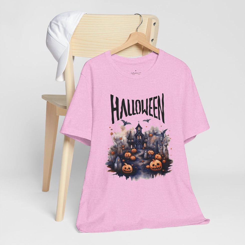 Thumbnail: Halloween T-Shirt Spooky Haunted House Art Fall Apparel Trendy Gift