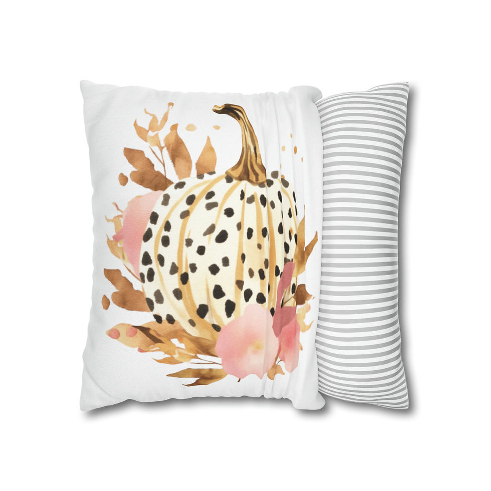 Thumbnail: Fall Decor Artistic Square Pillow cover Pink & Leopard Pumpkin Throw Pillow case