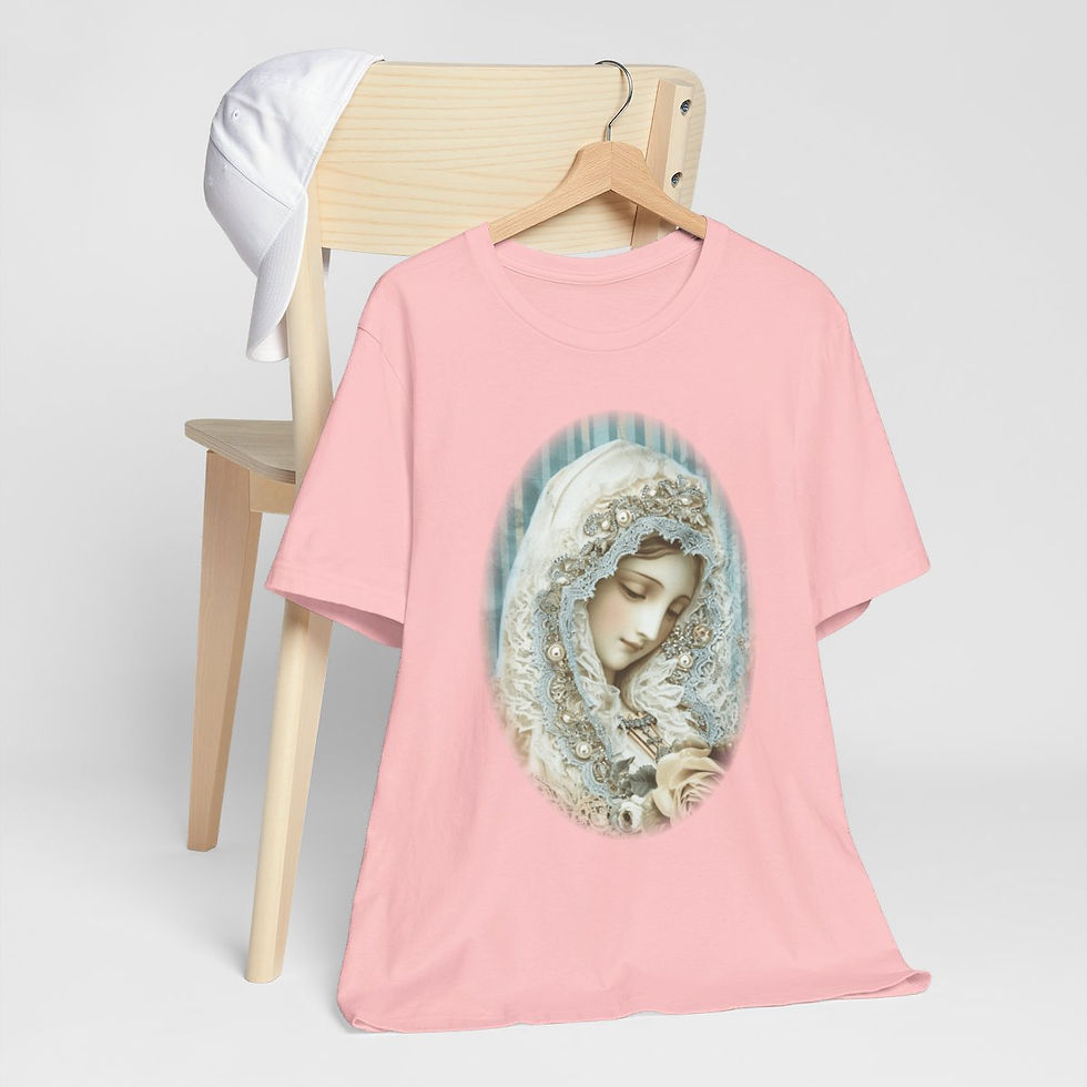 Thumbnail: Shabby Virgin Mary T-Shirt Ave Maria Religious Faith Art Tee Catholic Gifts