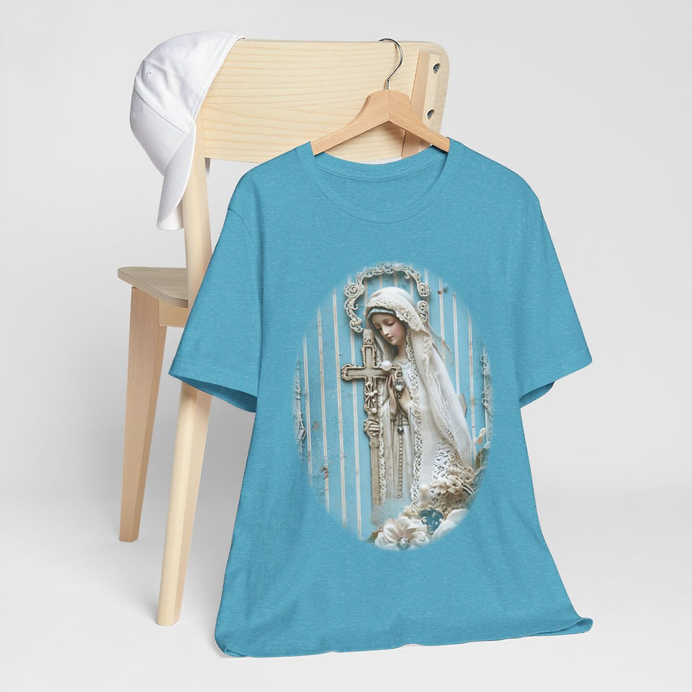 Thumbnail: Shabby Virgin Mary T-Shirt Ave Maria Religious Faith Art Tee Catholic Gifts