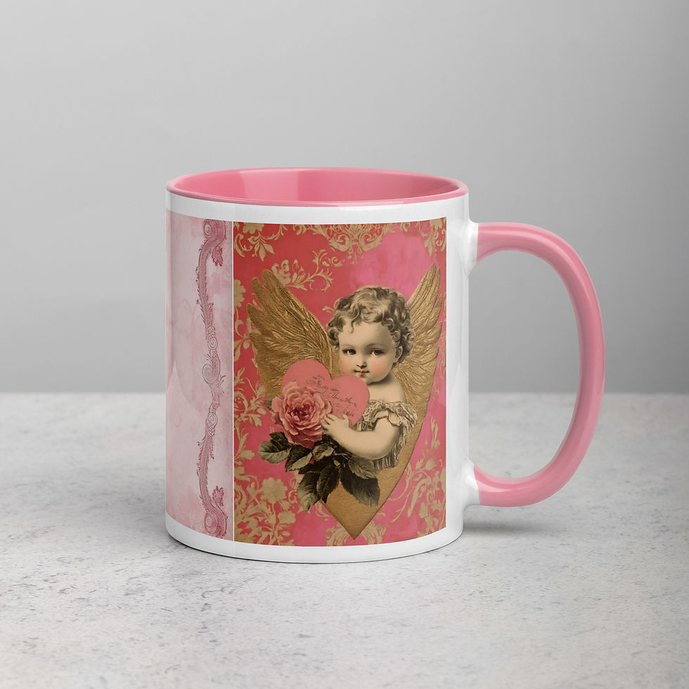 Thumbnail: Artistic Angel Coffee Mug Victorian Cherub Shabby Roses French Country Art