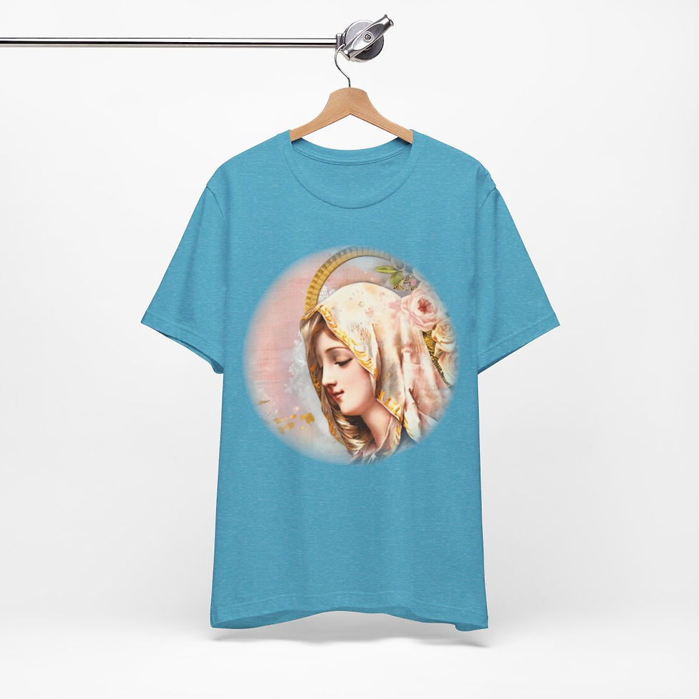 Thumbnail: Shabby Virgin Mary T-Shirt Ave Maria Religious Faith Art Tee Catholic Gifts