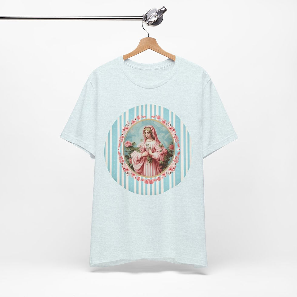 Thumbnail: Shabby Virgin Mary T-Shirt Religious Faith Pastel Art Tee Vintage Catholic Gifts