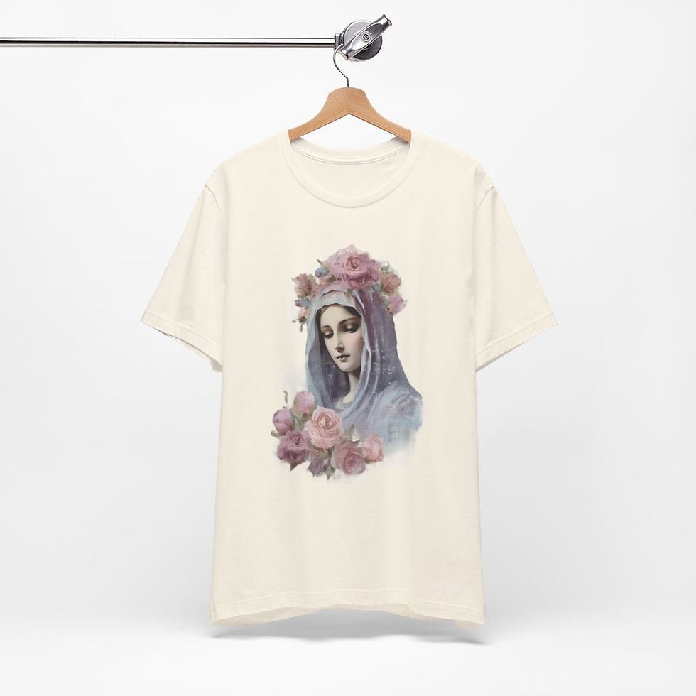 Thumbnail: Virgin Mary T-Shirt Madonna Jesus Shabby Ave Maria Art Tee Catholic Faith Gifts