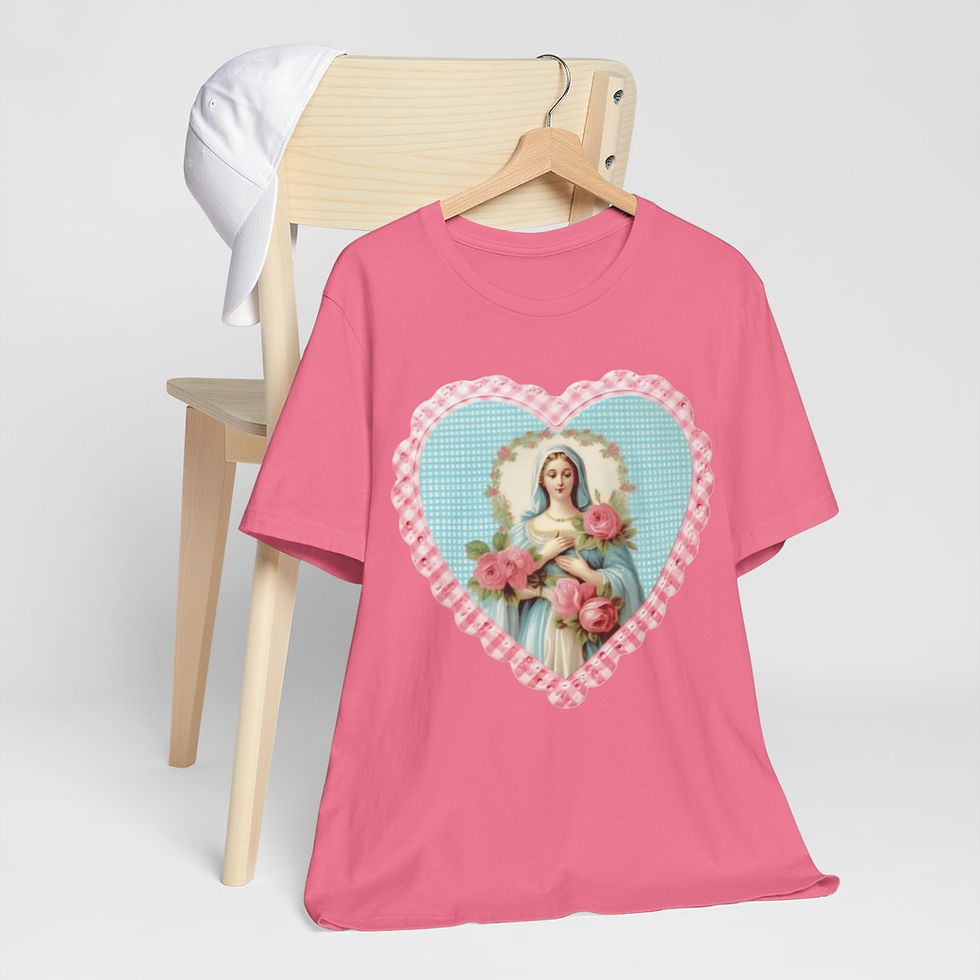 Thumbnail: Shabby Virgin Mary T-Shirt Religious Faith Pastel Art Tee Vintage Catholic Gifts
