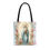 Miniatura: Artistic Shabby Virgin Mary Tote Bag Pastel Blue Pink Roses Serene Catholic Gift