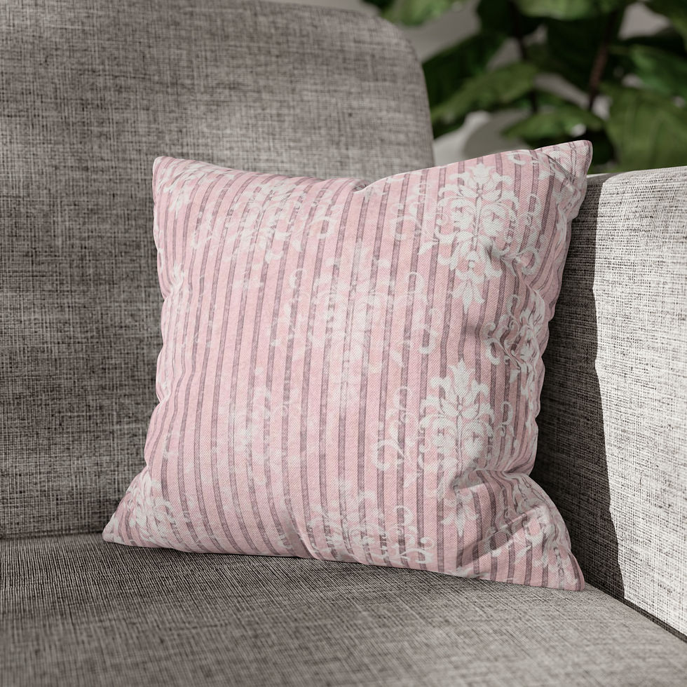 Thumbnail: Pink Throw Pillow Cover Vintage Style Distressed Damask Artistic Decor