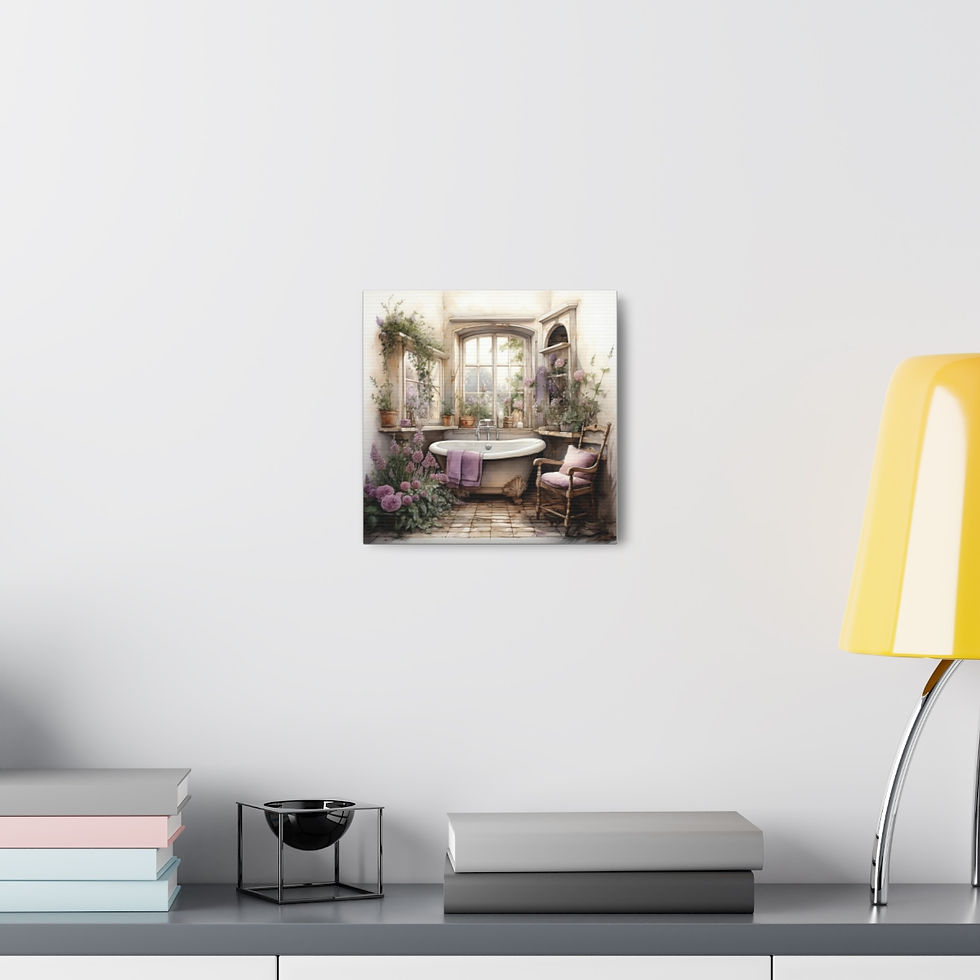 Thumbnail: Vintage Shabby Bathroom Art Victorian Tub Lavender French Country Canvas Print