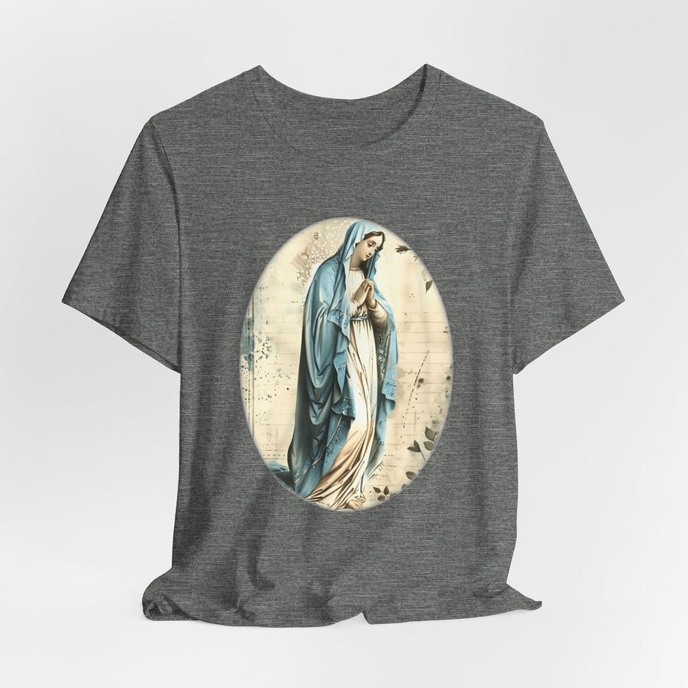 Thumbnail: Shabby Virgin Mary T-Shirt Religious Vintage Art Tee Artistic Catholic Gifts