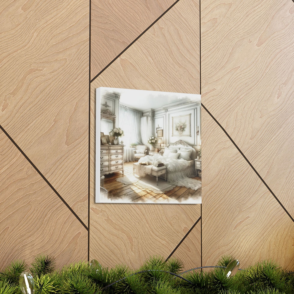 Thumbnail: French Country Canvas Art Romantic Print Shabby Cottage White Bedroom Decor