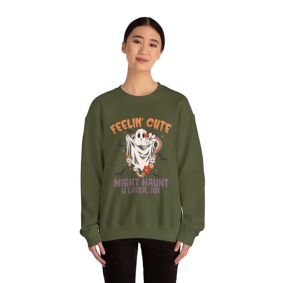 Thumbnail: Sarcastic Halloween Sweatshirt Haunt You Later Fall Apparel & Gifts Retro 