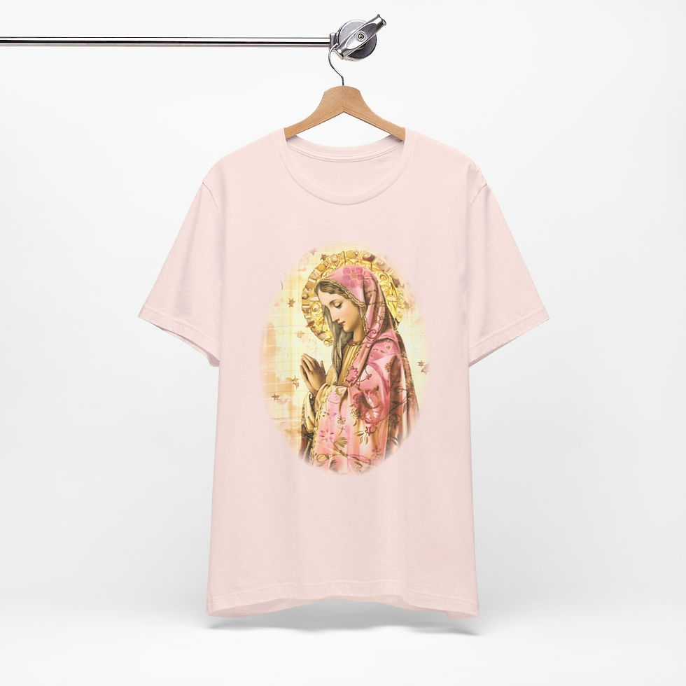 Thumbnail: Shabby Virgin Mary T-Shirt Ave Maria Religious Faith Art Tee Catholic Gifts
