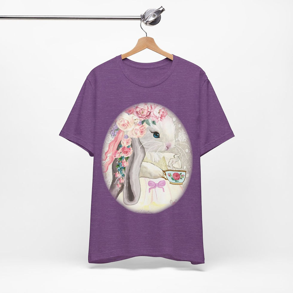 Thumbnail: Shabby T-Shirt Bunny having Tea Pink Roses Chic Art Tee Artistic Apparel & Gifts