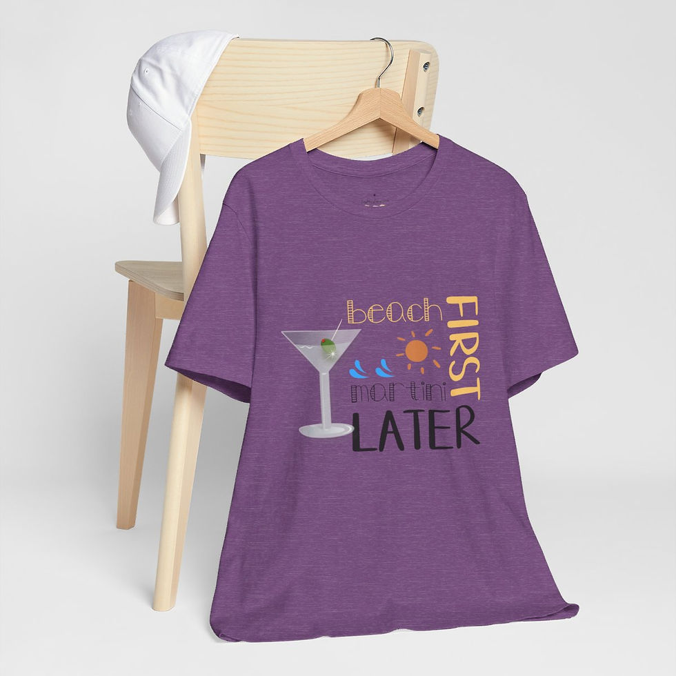 Thumbnail: Beachy T-Shirt Beach First Martini Later Art Tee Trendy Apparel Artistic Gifts