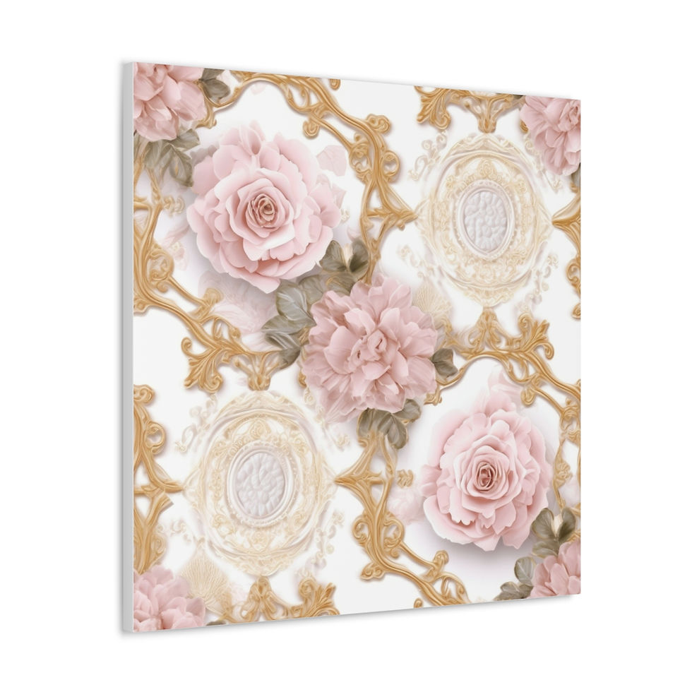 Thumbnail: Rococo Canvas Art Elegant Pink Flowers Pastel Roses Shabby Vintage Wall Decor
