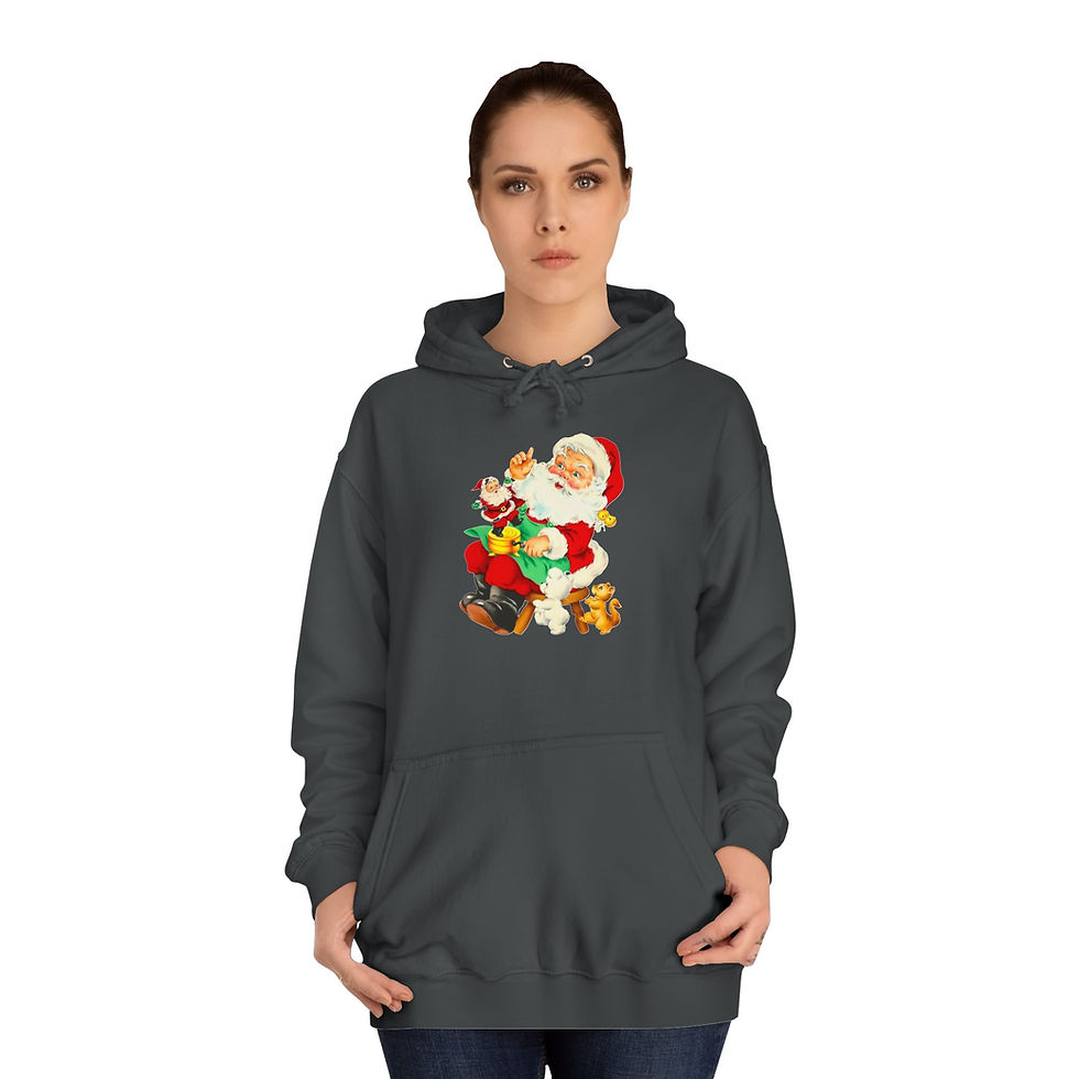Thumbnail: Retro Santa Hoodie Christmas Eve Sweatshirt w/Pockets Cozy Winter Apparel 