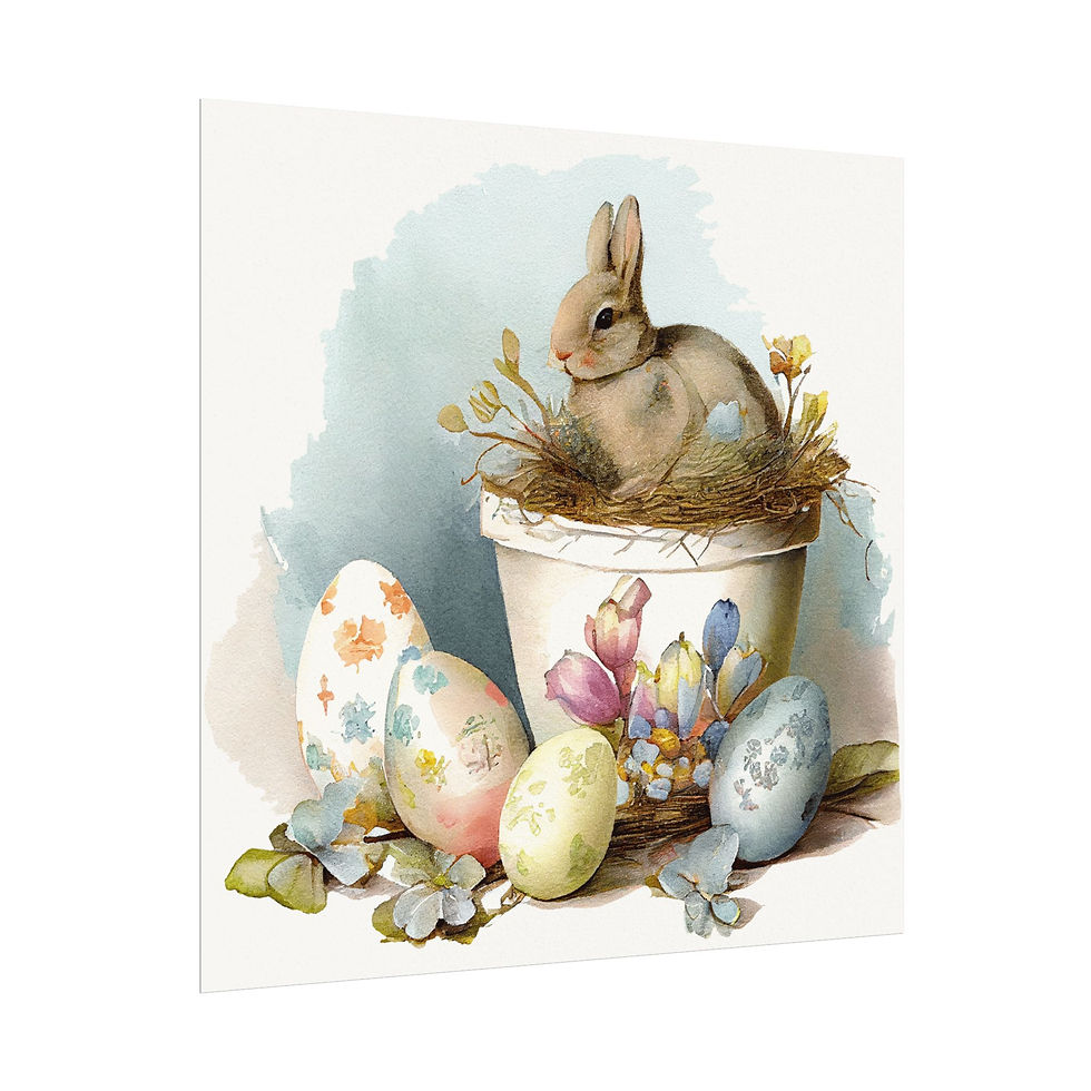 Thumbnail: French Country Spring Decor Rabbit Watercolor Art Print Shabby Cottage Farmhouse
