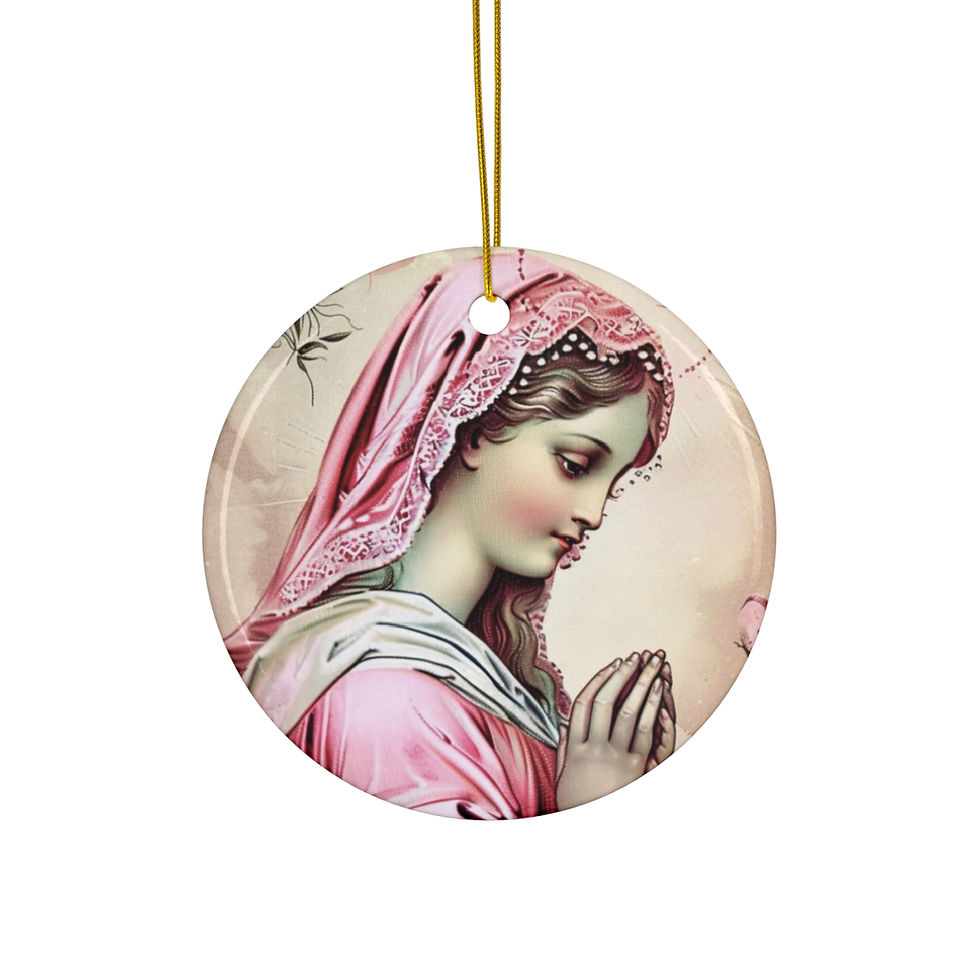Thumbnail: Virgin Mary Ornament Shabby Pink Religious Christmas Decor Catholic Gift