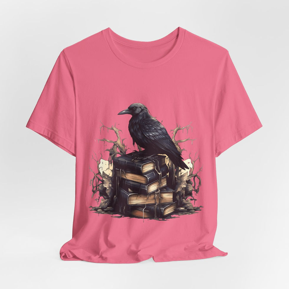Thumbnail: Witchy T-Shirt Black Raven Spellbook Art Tee Esoteric Expressive Halloween Gifts