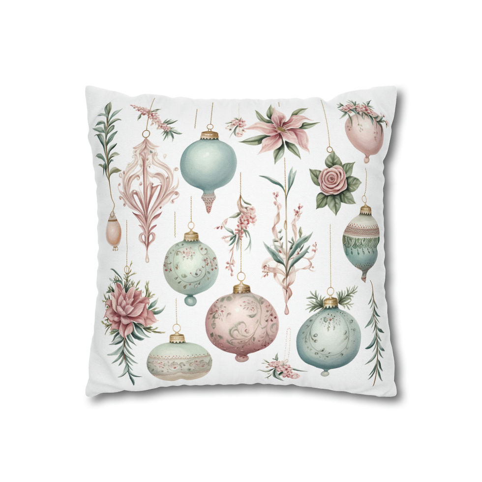 Thumbnail: Shabby Christmas Throw Pillow cover Victorian Penguin Pink Nursery Holiday Decor