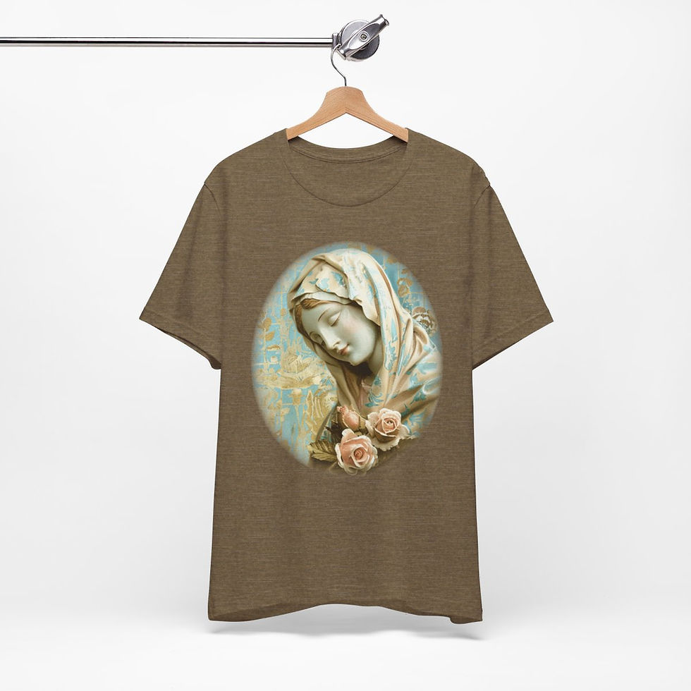Thumbnail: Virgin Mary T-Shirt Shabby French Madonna Ave Maria Faith Art Tee Catholic Gifts