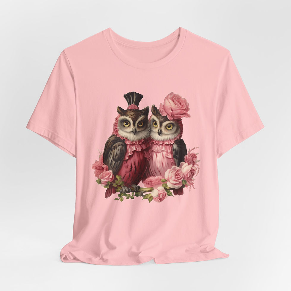 Thumbnail: Owl Couple T-Shirt Roses and Romance Valentine's Day Artistic Owl Lover Gift 