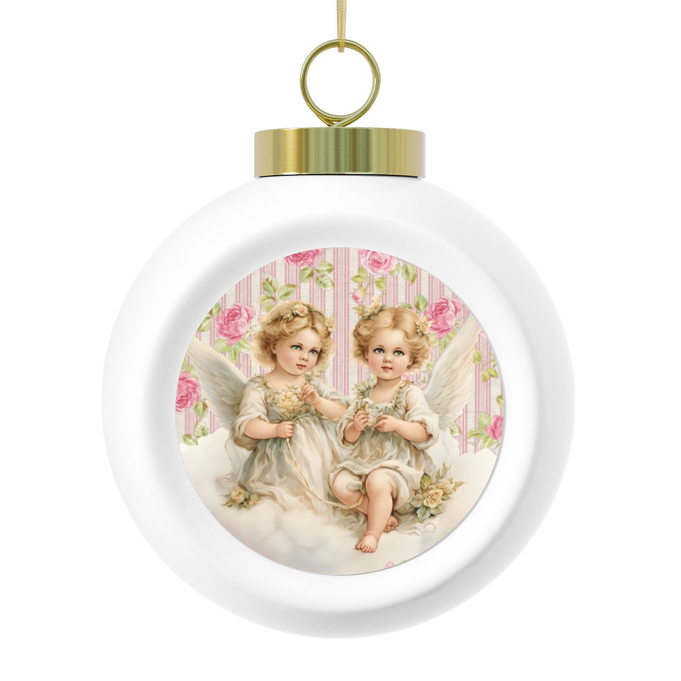 Thumbnail: Shabby Christmas Ornament Victorian Angels Art Ornament Pink Holiday Decor