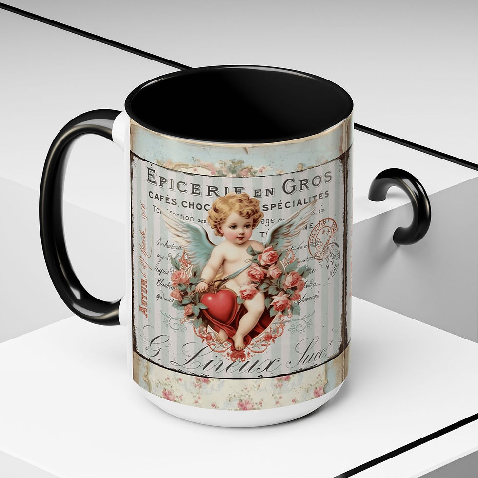 Thumbnail: Shabby Angel Coffee Mug Vintage Cherub Artistic Gift French Country Kitchen 