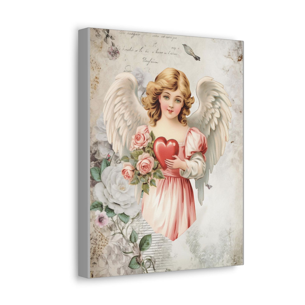 Thumbnail: Shabby Chic Angel Canvas Art Vintage Victorian Angelic Pastel French Print
