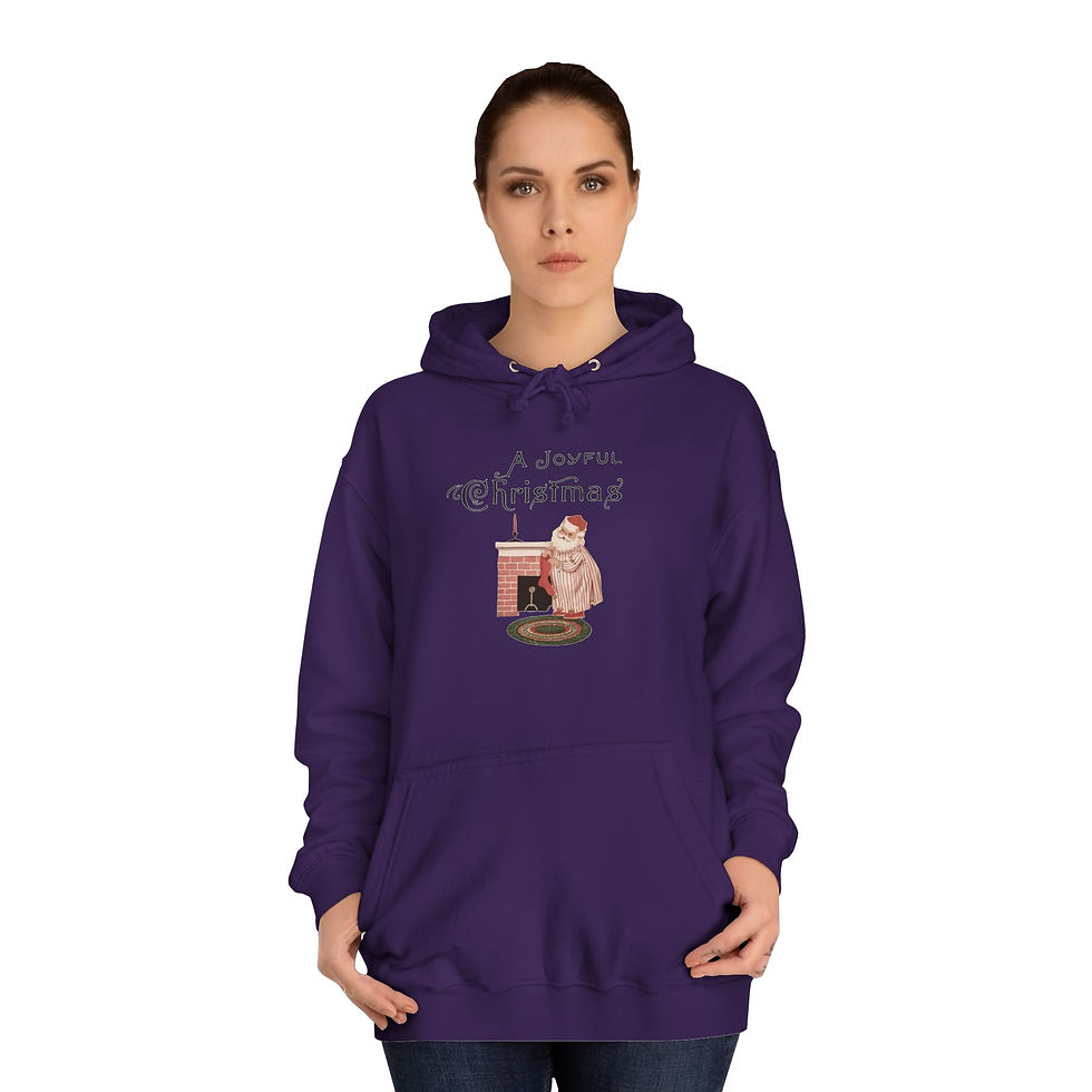 Thumbnail: Retro Santa Hoodie Joyful Christmas Sweatshirt w/Pockets Cozy Winter Apparel 