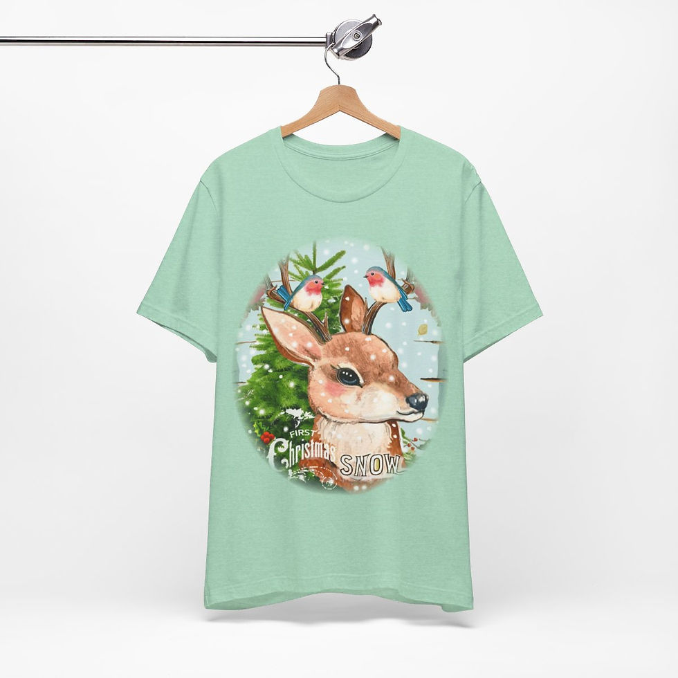 Thumbnail: Retro Reindeer Christmas T-Shirt Vintage Art Apparel Artistic Holiday Gifts