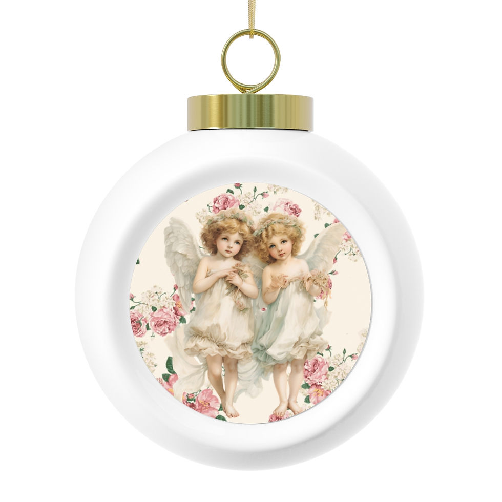 Thumbnail: Shabby Christmas Ornament Victorian Angels Art Ornament Holiday Decor