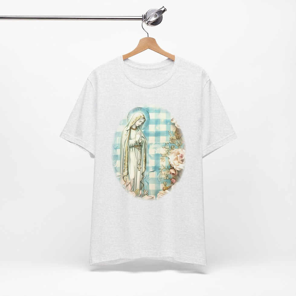 Thumbnail: Shabby Virgin Mary T-Shirt Ave Maria Religious Faith Art Tee Catholic Gifts