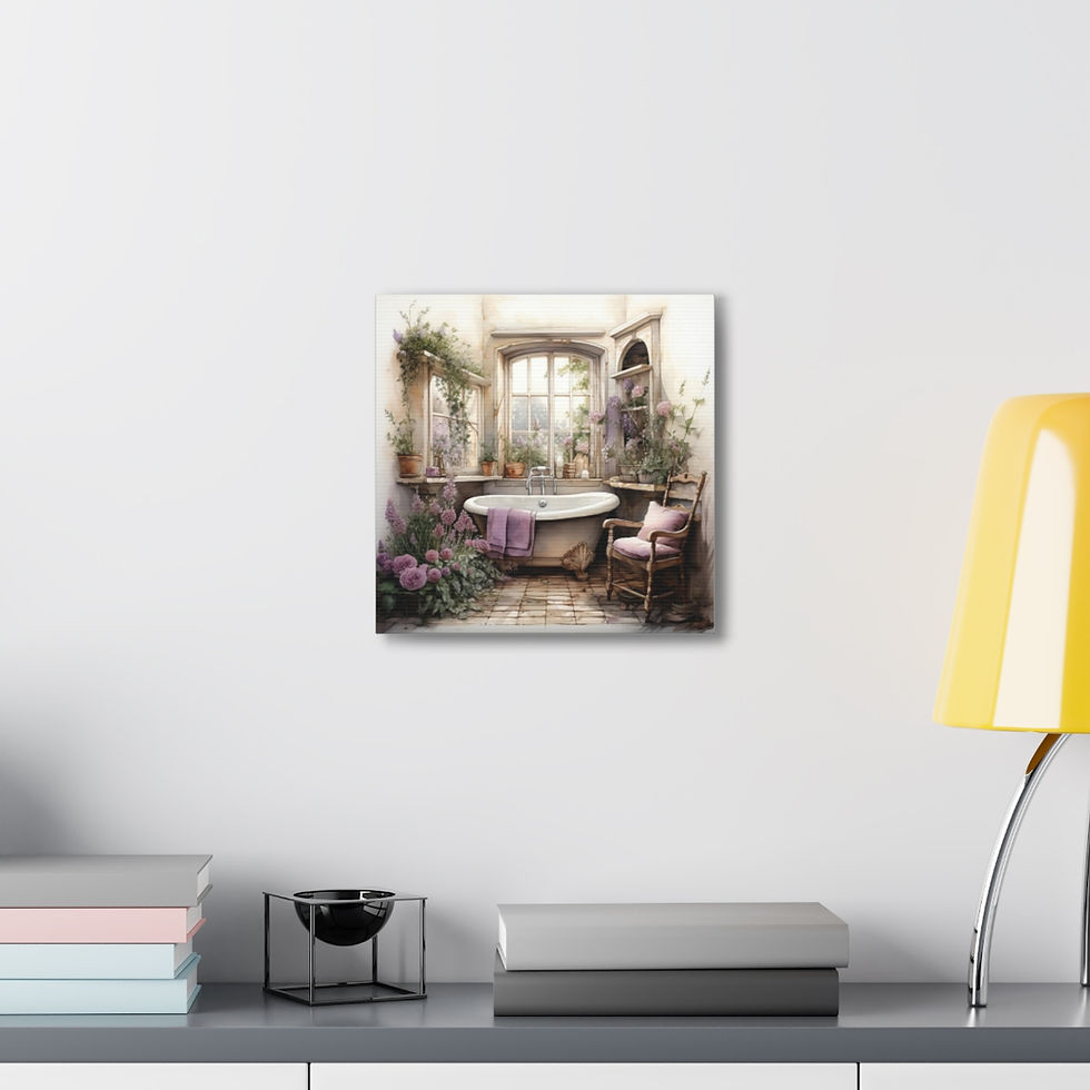 Thumbnail: Vintage Shabby Bathroom Art Victorian Tub Lavender French Country Canvas Print