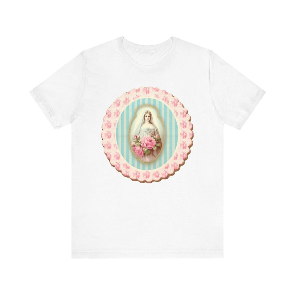 Thumbnail: Shabby Virgin Mary T-Shirt Religious Faith Pastel Art Tee Vintage Catholic Gifts