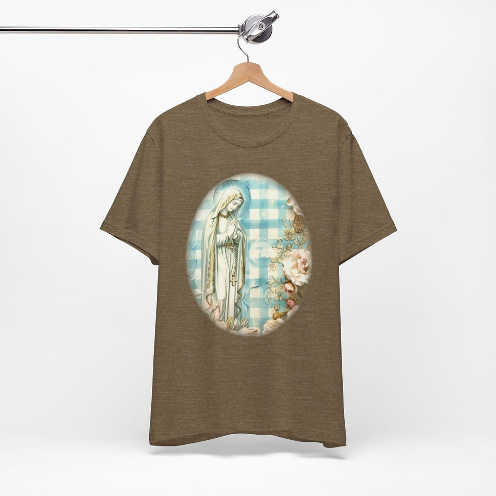 Thumbnail: Shabby Virgin Mary T-Shirt Ave Maria Religious Faith Art Tee Catholic Gifts