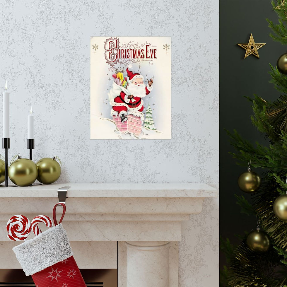 Thumbnail: Vintage Santa Claus Christmas Art Print retro Christmas Eve Holiday Decor 