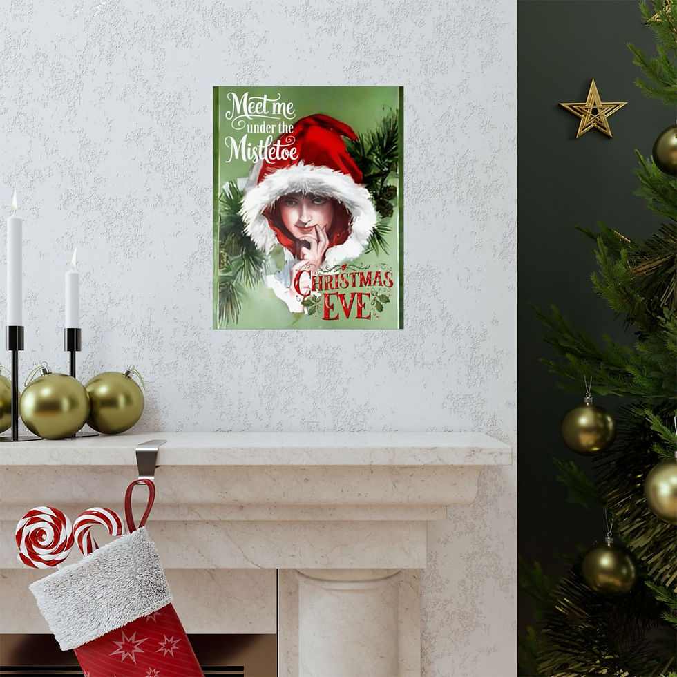 Thumbnail: Vintage Harrison Fisher Art Print Meet Me Under the Mistletoe Christmas Decor