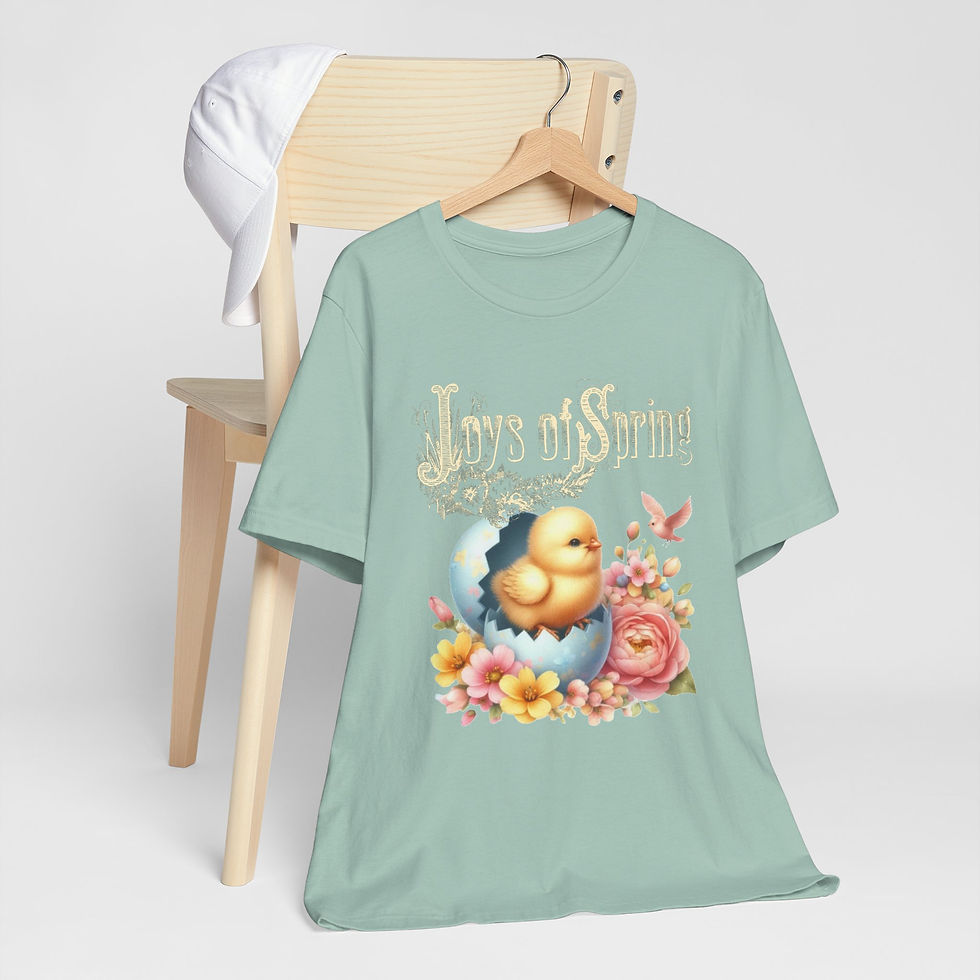 Thumbnail: Vintage Spring Art T-Shirt Shabby Baby Chick Bird Flowers Artistic Apparel